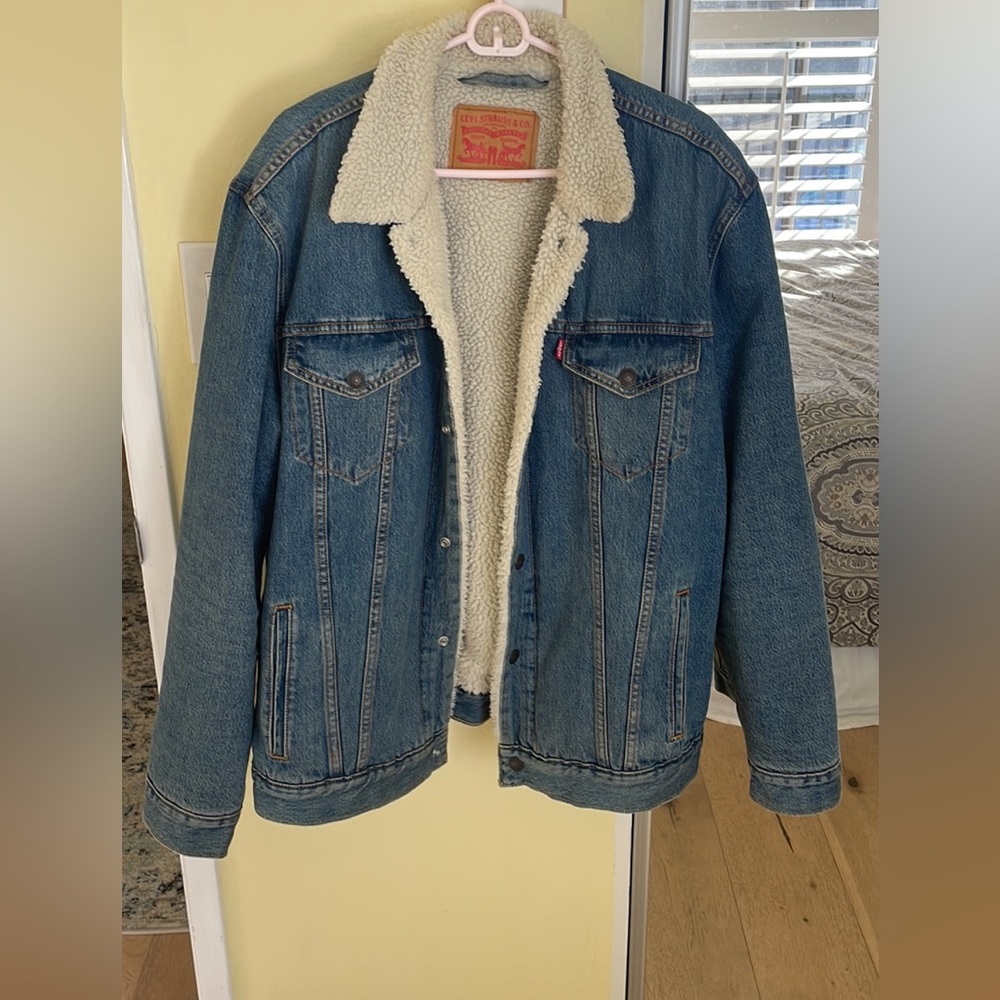 Mens Levi Denim Sherpa Jacket